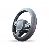 Stuurhoes van zwart kunstleer met rood stiksel