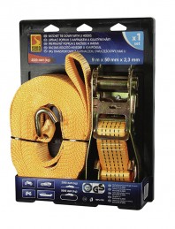 Ratelspanband (Heavy Duty) met haak 9m x 50mm MAX. 2500 kg.