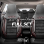 Stoelhoezen Comfortline City  - luxe kunstleer met suede - kleur zwart/rood (complete set, past in auto