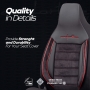 Stoelhoezen Comfortline City  - luxe kunstleer met suede - kleur zwart/rood (complete set, past in auto