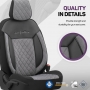 Luxe Autostoelhoezenset Comfort VIP - kunstleder met suede stof - kleur zwart-grijs (complete set)
