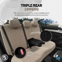 Luxe Autostoelhoezenset Comfort VIP - kunstleer met suede stof - kleur beige (complete set)