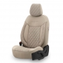 Luxe Autostoelhoezenset Comfort VIP - kunstleer met suede stof - kleur beige (complete set)