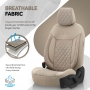 Luxe Autostoelhoezenset Comfort VIP - kunstleer met suede stof - kleur beige (complete set)