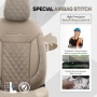 Luxe Autostoelhoezenset Comfort VIP - kunstleer met suede stof - kleur beige (complete set)