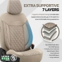 Luxe Autostoelhoezenset Comfort VIP - kunstleer met suede stof - kleur beige (complete set)