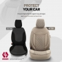 Luxe Autostoelhoezenset Comfort VIP - kunstleer met suede stof - kleur beige (complete set)