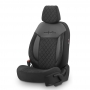 Luxe Autostoelhoezenset Comfort VIP - kunstleer met suede stof - kleur zwart (complete set)