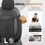 Luxe Autostoelhoezenset Comfort VIP - kunstleer met suede stof - kleur zwart (complete set)