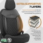 Luxe Autostoelhoezenset Comfort VIP - kunstleer met suede stof - kleur zwart (complete set)