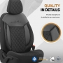 Luxe Autostoelhoezenset Comfort VIP - kunstleer met suede stof - kleur zwart (complete set)