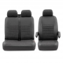 Pasvorm stoelhoezen set (stoel en duobank) Mercedes Sprinter 2006-2018 / Volkswagen Crafter 2006-2016 - Exclusive design - Combinatie van kunstleer en denimstof zwart