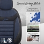 Stoelhoezenset Line zwart-blauw (complete set)