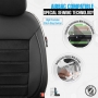 Autostoelhoezenset Premium kunstleer met suede zwart-wit (complete set)