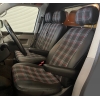 Pasvorm stoelhoezen set (stoel en duobank) Volkswagen Transporter T5 2003 t/m 2015 - Kunst leer / stof met GTI ruitpatroon