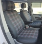 Pasvorm stoelhoezen set (stoel en stoel) Volkswagen Transporter T5 2003 t/m 2015 - Kunst leer / stof met GTI ruitpatroon