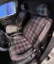 Pasvorm stoelhoezen set (stoel en stoel) Volkswagen Caddy (standaard stoel Trendline) 2015 t/m 2020 - Kunst leer / stof met GTI ruitpatroon