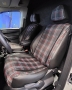 Pasvorm stoelhoezen set (stoel en stoel) Volkswagen Caddy (standaard stoel Trendline) 2015 t/m 2020 - Kunst leer / stof met GTI ruitpatroon