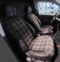 Pasvorm stoelhoezen set (stoel en stoel) Volkswagen Caddy (standaard stoel Trendline) 2015 t/m 2020 - Kunst leer / stof met GTI ruitpatroon