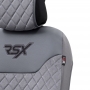 Stoelbeschermer RSX Diamond grijs met grijs stiksel (eenvoudige montage) - luxe suede met kunstleer