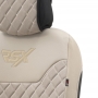 Stoelbeschermer RSX Diamond beige met beige stiksel (eenvoudige montage) - luxe suede met kunstleer
