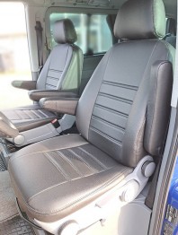 Pasvorm stoelhoezen set (stoel en stoel) Mercedes Vito (639) 2003 t/m 2014 - Kunstleer zwart