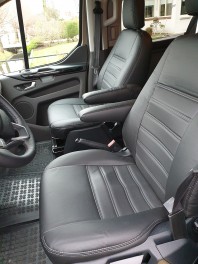 Pasvorm autostoelhoezen set (stoel en stoel) Ford Transit Custom 2012-2023 - Kunstleer zwart