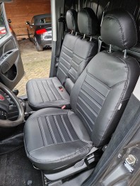 Pasvorm stoelhoezen set (stoel en duobank) Fiat Doblo 2010 t/m 2022 / Opel Combo 2012 t/m 2018 - Kunstleer zwart