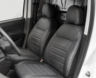 Pasvorm stoelhoezen set (stoel en stoel) Fiat Doblo 2010-2022 / Opel Combo 2012 t/m 2018 - Kunstleer zwart