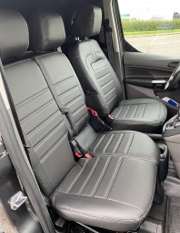 Pasvorm stoelhoezen set (stoel en duobank) Ford Transit Connect 2019-2022 - Kunstleer zwart