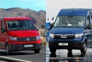 Pasvorm autostoelhoezen (3 zits) VW Crafter / MAN TGE 2017-heden (ERGOCOMFORT STOEL, DUOBANK MET SPLIT IN ZITTING EN RUGLEUNING) - Kunst leer zwart