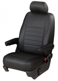 Pasvorm stoelhoezen set (stoel en stoel) Mercedes Sprinter 2018 t/m heden (COMFORTLINE STOEL voor bestuurder en passagier) - Kunstleer zwart