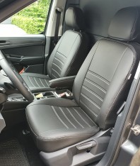 Pasvorm stoelhoezen set Volkswagen Caddy 2020-heden / Ford Transit/Tourneo Connect 2022-heden - Kunst leer zwart