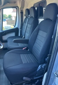 Pasvorm stoelhoezenset (stoel en duobank) Citroen Jumper / Peugeot Boxer / Fiat Ducato 2006 - heden / Opel Movano 2021 - heden - Stof zwart