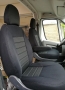 Pasvorm autostoelhoezen set (stoel en stoel) Citroen Jumper / Peugeot Boxer / Fiat Ducato 2006-heden / Opel Movano 2021-heden - Stof zwart