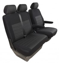 Pasvorm stoelhoezen set (stoel en duobank) Volkswagen Transporter T6 2015 t/m heden - Stof zwart