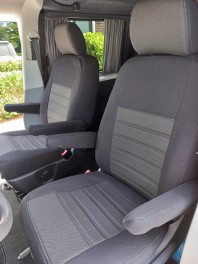 Pasvorm stoelhoezen set (stoel en stoel) Volkswagen Transporter T6 2015 t/m heden - Stof zwart