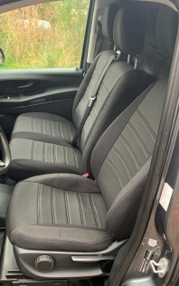 Pasvorm stoelhoezen set (stoel en duobank) Mercedes Vito (447) 2014 t/m heden - Stof zwart