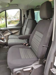 Pasvorm stoelhoezen set (stoel en duobank) Ford Transit Custom 2012 t/m heden - Stof zwart