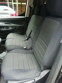 Pasvorm stoelhoezen set (stoel en duobank) Citroen Berlingo / Peugeot Partner Opel Combo / Toyota Proace City 2018-heden / Fiat Doblo 2023-heden - Stof zwart