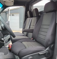 Pasvorm stoelhoezen set (stoel en duobank) Mercedes Sprinter 2018-heden (COMFORTLINE STOEL) - Stof zwart