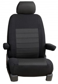 Pasvorm stoelhoezen set (stoel en stoel) Ford Transit Connect 2003 t/m 2013 - Stof zwart