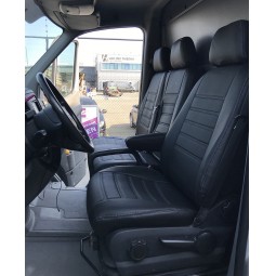 Pasvorm stoelhoezenset (stoel en duobank) Mercedes Sprinter 2006-2018 / Volkswagen Crafter 2006-2016 - Kunstleer zwart