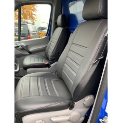 Pasvorm stoelhoezen set (stoel en stoel) Mercedes Sprinter 2006 t/m 2018 / Volkswagen Crafter 2006 /m 2016 - Kunst leer zwart