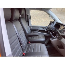 Pasvorm stoelhoezen set (stoel en duobank) Volkswagen Transporter T6 2015-heden - Kunstleer zwart