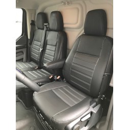 Pasvorm stoelhoezen set (stoel en duobank) Ford Transit Custom 2012-heden - Kunstleer zwart