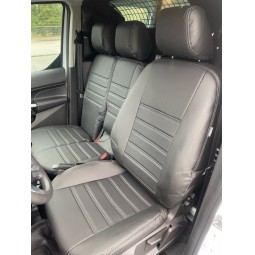 Pasvorm stoelhoezen set (stoel en duobank) Ford Transit Connect 2014 t/m 2018 - Kunstleer zwart
