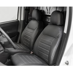 Pasvorm stoelhoezen set (stoel en stoel) Fiat Doblo 2010-2022 / Opel Combo 2012 t/m 2018 - Kunstleer zwart