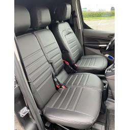Pasvorm stoelhoezen set (stoel en duobank) Ford Transit Connect 2019 t/m heden - Kunstleer zwart