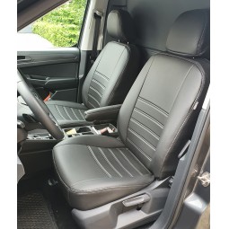 Pasvorm stoelhoezen set Volkswagen Caddy 2020-heden / Ford Tourneo Connect 2022-heden - Kunst leer zwart